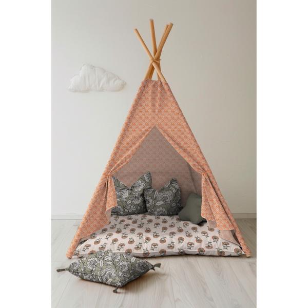 Canvas Baumwolle - Orange Flowers | Meterware